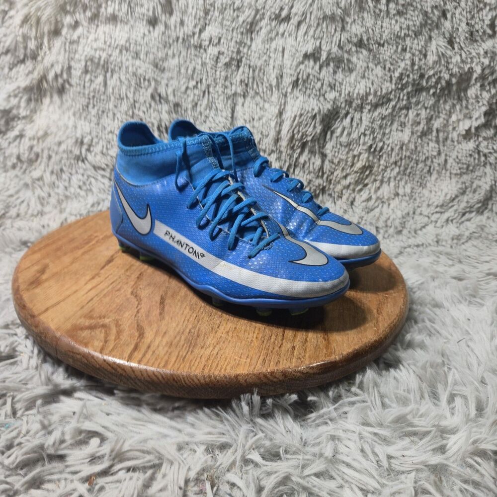 Nike Phantom GT Academy FG Youth Soccer Cleat Blue Silver Lace Up Sz 6Y Outdoor